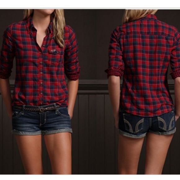 Hollister Red Plaid Flannel Shirt